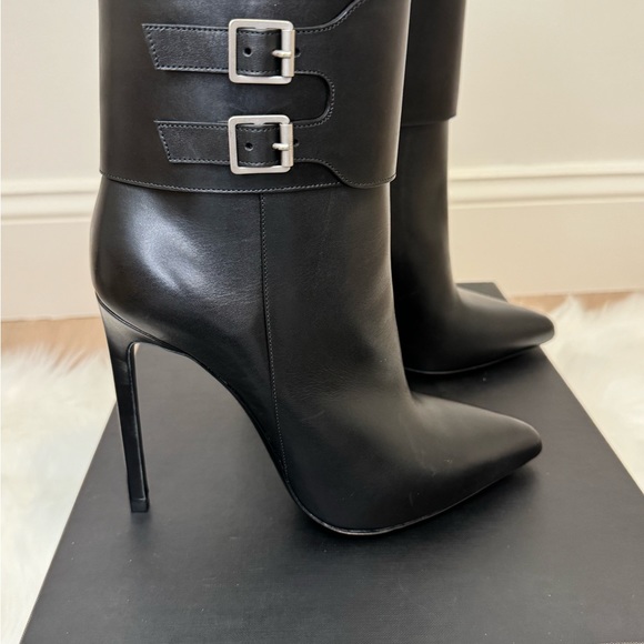 Saint Laurent Black Leather Janis Cuff Boots 37 BNIB! - Picture 4 of 17